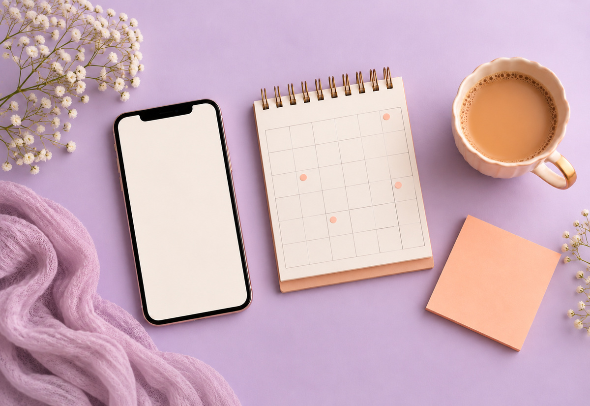 Desk with a phone and a cup